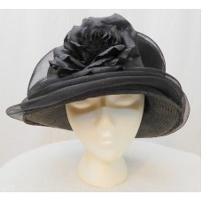 Plaza Suite New York Mujer&apos;s Church/Derby/Event Black Hat with Flower/Netting  eb-36316748